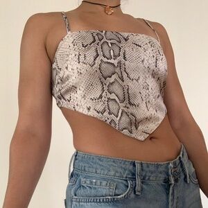 Snake Print Asymmetrical Crop Top
